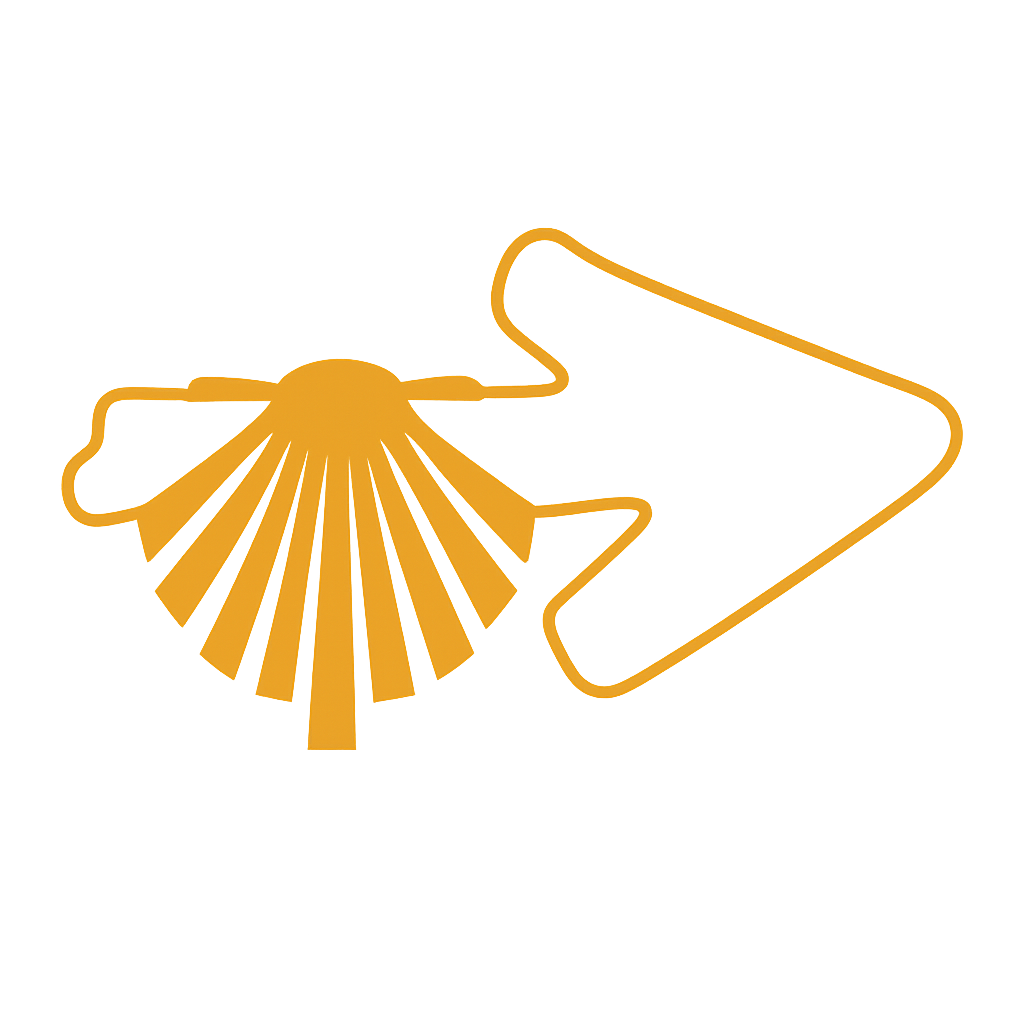 golden scallop shell with arrow